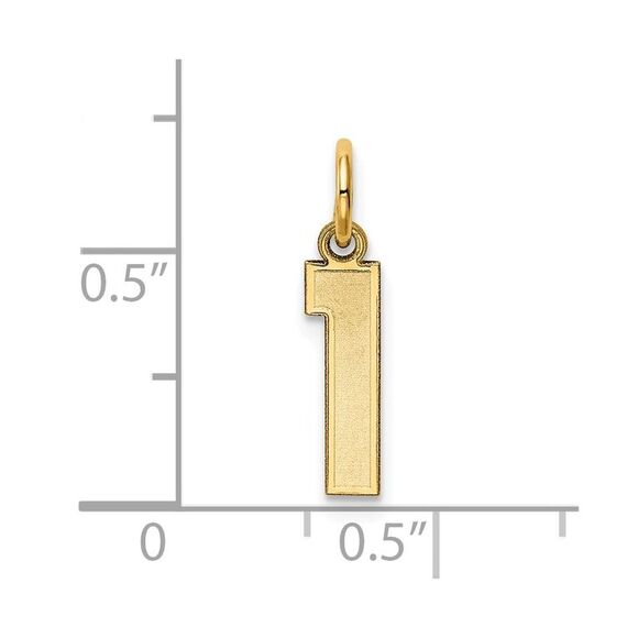 14k Yellow Gold, Jersey Collection, Small Number 1 Pendant - Picture 3 of 6